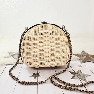Patricia Nash Melfi Oval Clam Bag rattan natural wicker small
